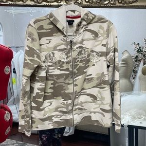 Bcbg camo gently used zip jacket